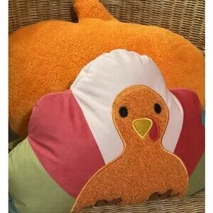 NWT 2 count Turkey Pillow 2024 Thanksgiving Plush Orange Green Pinks Target